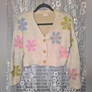 Altar'd State Button Up Cardigan With Daisy, Womens XS